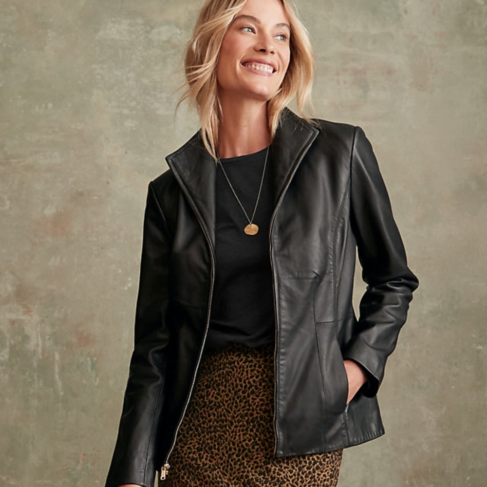 Cole Haan Women's Scuba Leather Jacket